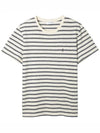 Monogram Stripe Short Sleeve T-Shirt Ivory Grey - SAINT LAURENT - BALAAN 2