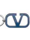 V Logo Signature Key Ring Silver Blue - VALENTINO - BALAAN 8