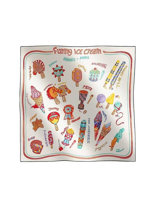 Funny Ice Cream 70 Scarf Blanc - HERMES - BALAAN 1