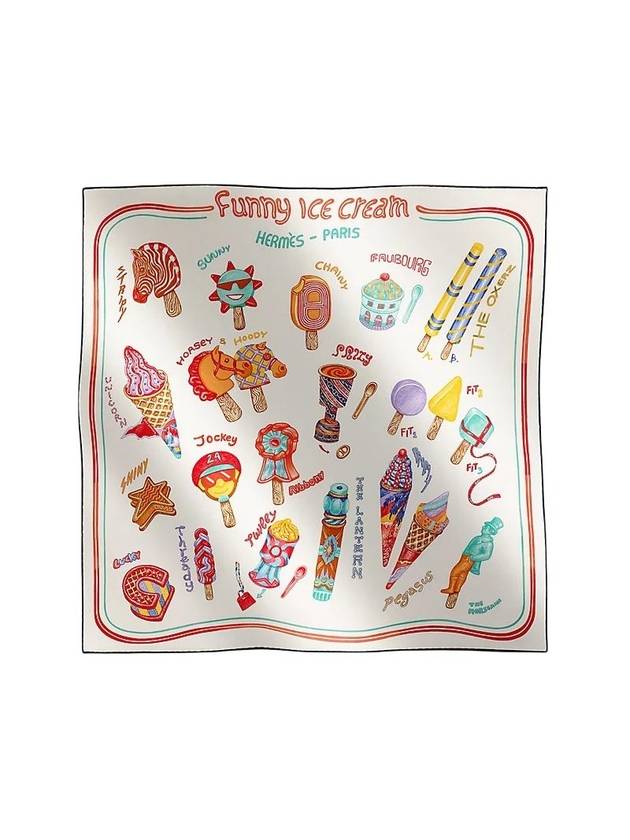 Funny Ice Cream 70 Scarf Blanc - HERMES - BALAAN 2