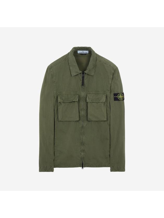 Front Pocket Wappen Patch Overshirt Zip-Up Jacket Khaki - STONE ISLAND - BALAAN 2