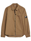 Lens Wappen Gabardine Shirt Zip-up Jacket Brown - CP COMPANY - BALAAN 2