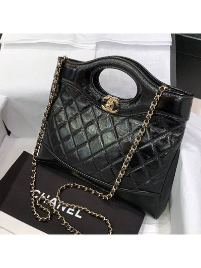 31 Bag Season Bag New Mini Glossy Calfskin Gold Black - CHANEL - BALAAN 2