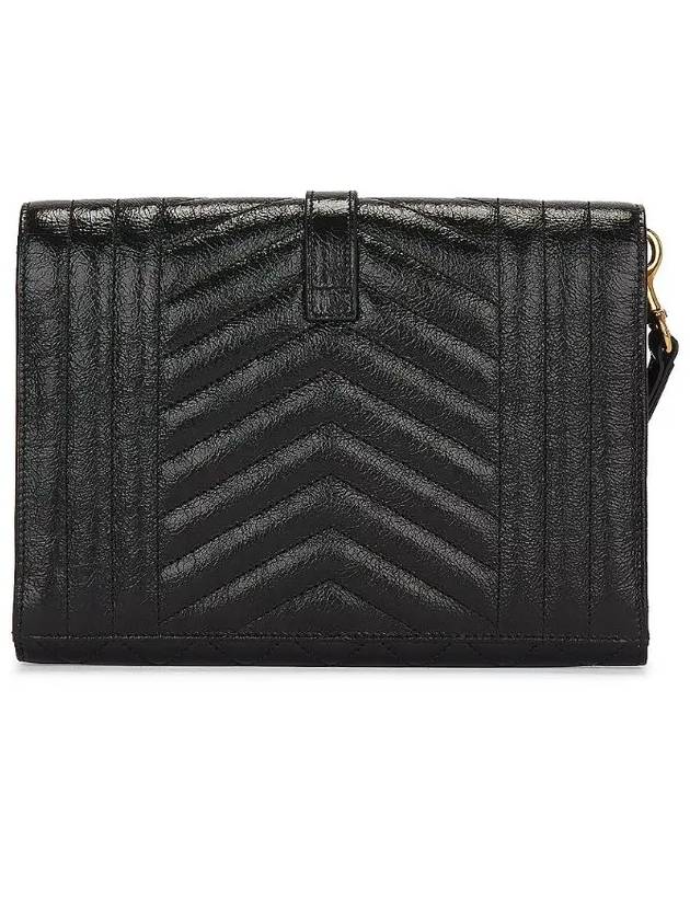 Monogram Envelope Flap Leather Clutch Bag Black - SAINT LAURENT - BALAAN 3