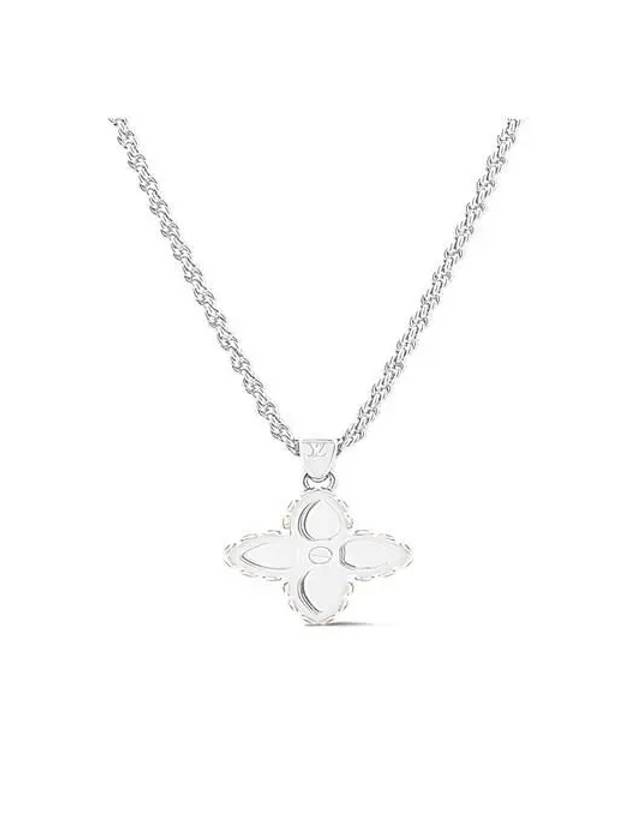 LV Flower Studs Pendant Necklace Silver - LOUIS VUITTON - BALAAN 4