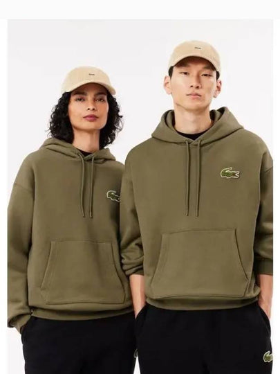 Loose Fit Hoodie Khaki - LACOSTE - BALAAN 2