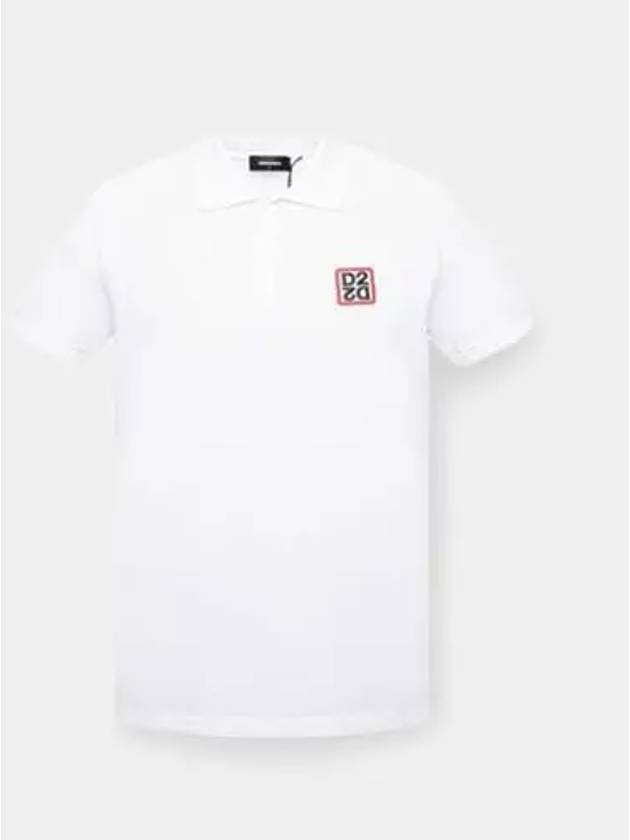 Men's Square Logo Patch Polo Shirt White - DSQUARED2 - BALAAN 2