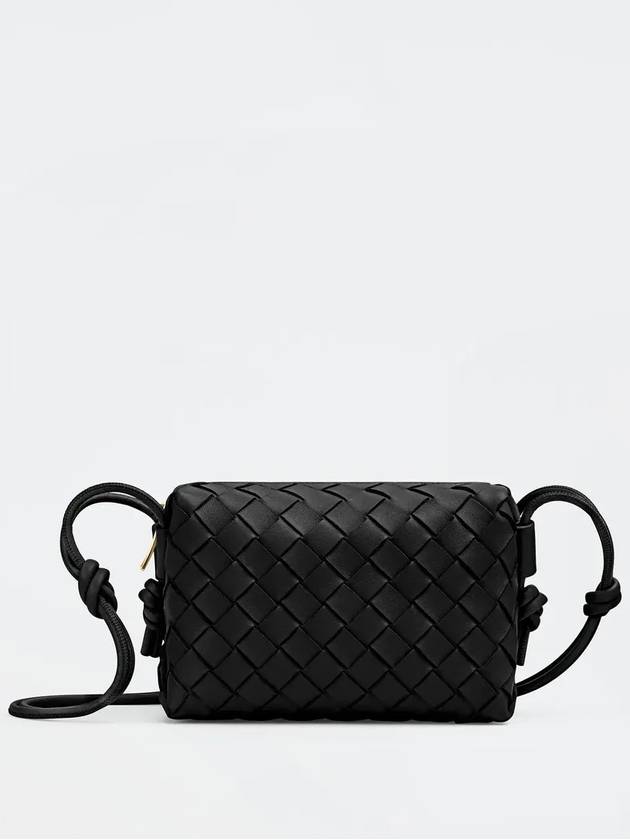 Intrecciato Loop Small Leather Cross Bag Black - BOTTEGA VENETA - BALAAN 2