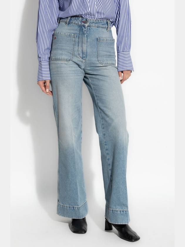 Victoria Beckham Jeans With Logo, Women's, Light Blue - VICTORIA BECKHAM - BALAAN 3