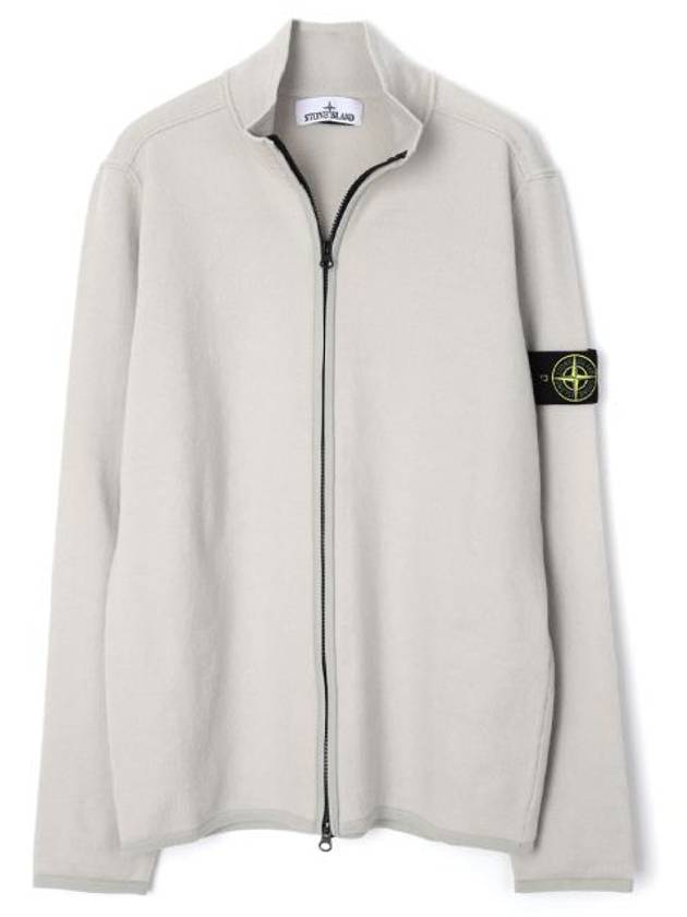 Compass Patch High Neck Stretch Wool Zip Up Cardigan Plaster - STONE ISLAND - BALAAN 2