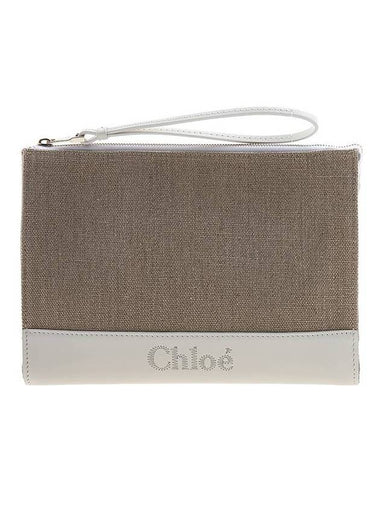 Sense Zipper Clutch Bag Beige White - CHLOE - BALAAN 1