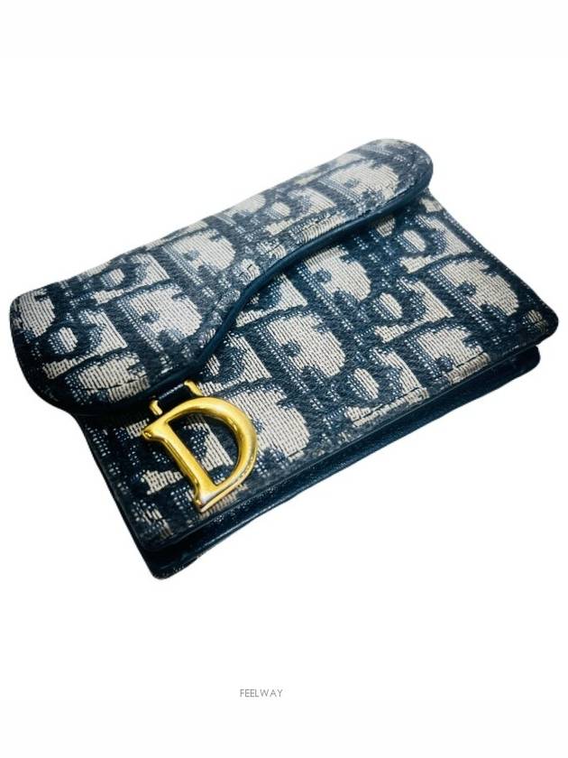 Oblique jacquard D logo saddle flap card wallet - DIOR - BALAAN 3