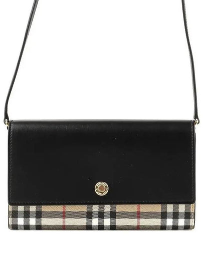 Detachable Strap Checked Leather Wallet Cross Bag Black - BURBERRY - BALAAN 2