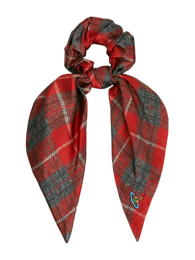 Women's Tartan Check Silk Scrunchy Red - VIVIENNE WESTWOOD - BALAAN 1