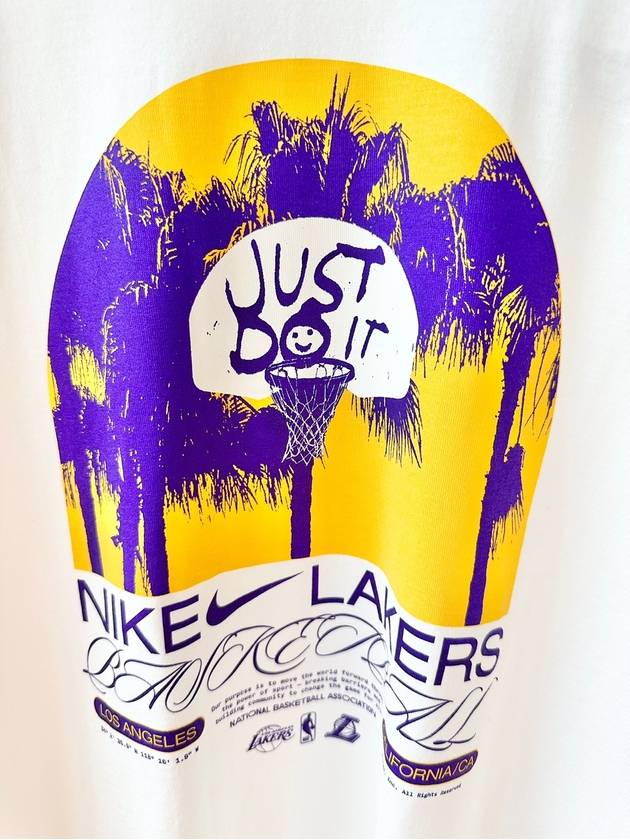 Los Angeles Lakers Courtside Max 90 Short Sleeve T-Shirt White - NIKE - BALAAN 4