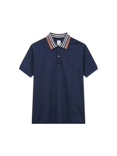 Jacquard Cotton Polo Shirt Navy - PAUL SMITH - BALAAN 1