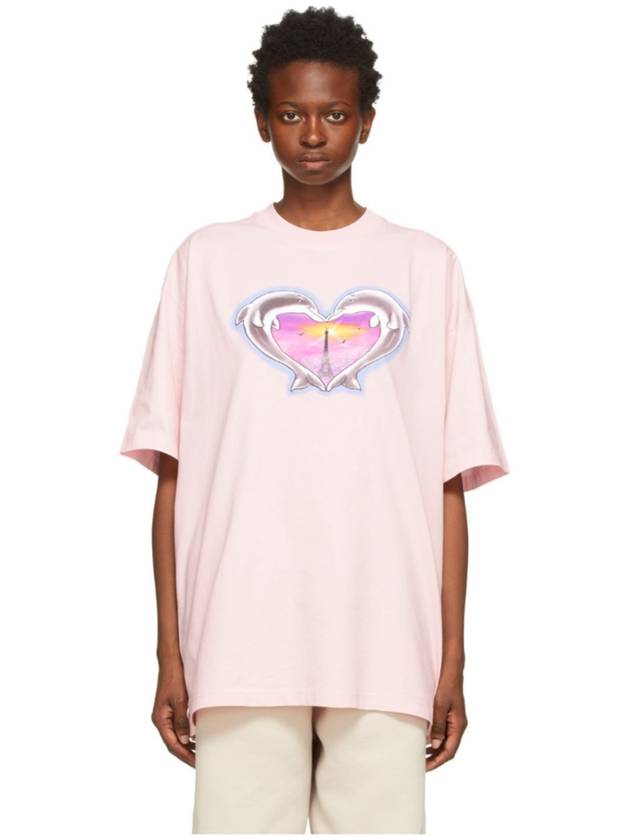 Dolphin heart logo short sleeve tshirt pink UA52TR420P1602BBPNK - VETEMENTS - BALAAN 1