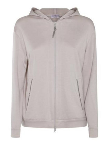 Women's Monilli French Terry Hooded Zip-Up Beige - BRUNELLO CUCINELLI - BALAAN 1