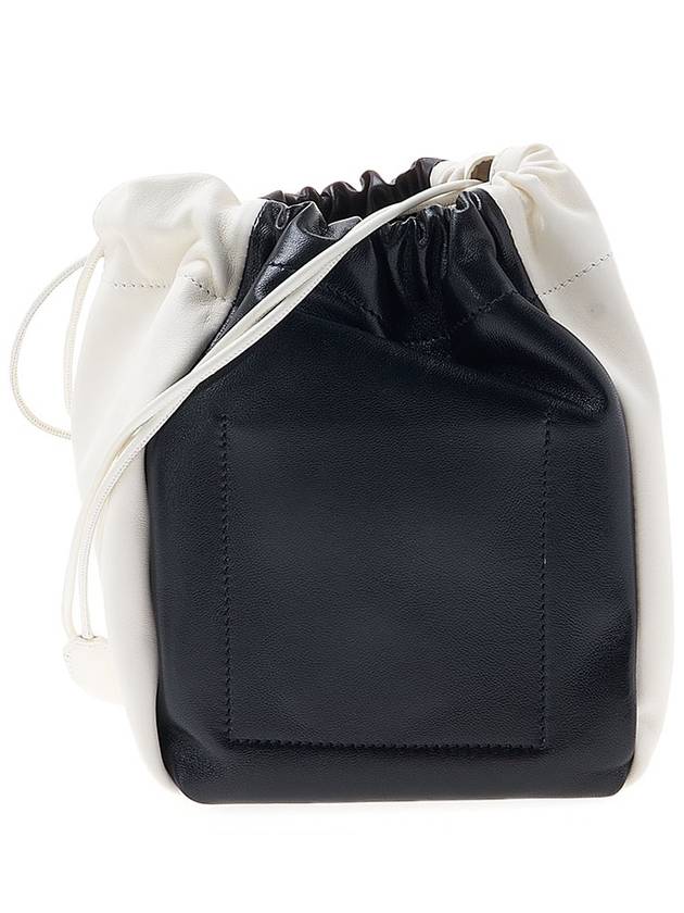 Logo Drawstring Leather Bucket Bag Black - JIL SANDER - BALAAN 4