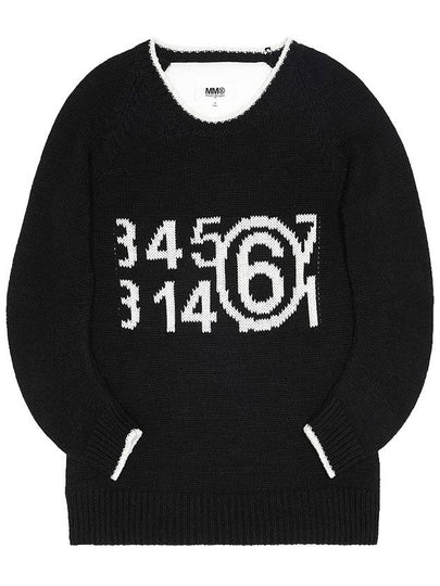 Numbering Logo Oversized Cotton Knit Top Black - MAISON MARGIELA - BALAAN 2