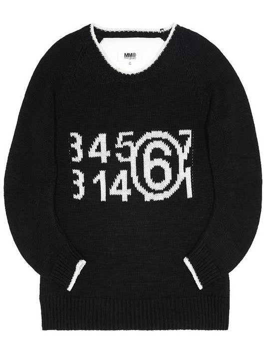 numbering logo oversized knit top black - MAISON MARGIELA - BALAAN.