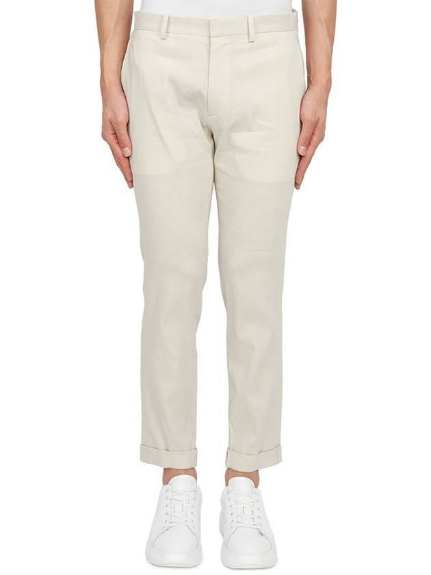 Men's Linen Viscose Straight Pants Ivory - THEORY - BALAAN 1