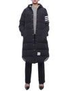 Downfilled Ripstop Classic 4 Striped Hoodie Down Long Padding Navy - THOM BROWNE - BALAAN 4