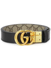 GG Marmont Supreme Canvas Leather Reversible Belt Beige Black - GUCCI - BALAAN 3