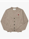 Heart Logo Wool Cardigan Brown - AMI - BALAAN 3