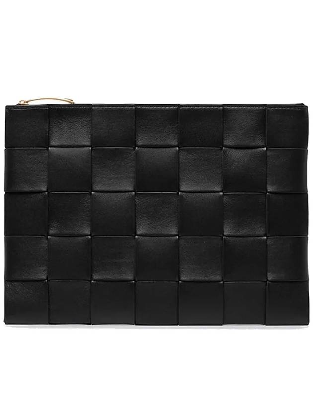 Cassette Intrecciato Medium Clutch Bag Black - BOTTEGA VENETA - BALAAN 3