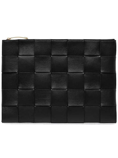 Cassette Intrecciato Medium Clutch Bag Black - BOTTEGA VENETA - BALAAN 2