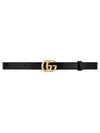 Women's GG Mamont Buckle Leather Belt Black - GUCCI - BALAAN 2