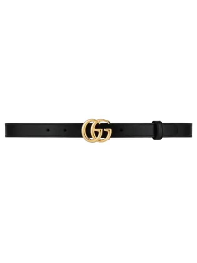 Women's GG Mamont Buckle Leather Belt Black - GUCCI - BALAAN 3