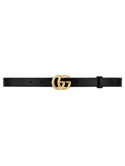 Women's GG Mamont Buckle Leather Belt Black - GUCCI - BALAAN 2