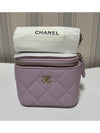 Top handle vanity bag square light purple champagne gold small chain cosmetic case cross AP1340 mini - CHANEL - BALAAN 1