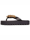 Chain Platform Leather Flip Flops Black - VERSACE - BALAAN 4