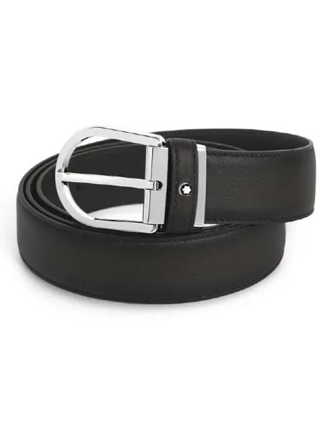 Men's Horsebit Buckle Classic Leather Belt Black - MONTBLANC - BALAAN 2