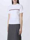 Women's High Twist Rip Stripe Short Sleeve T Shirt White - THOM BROWNE - BALAAN 5