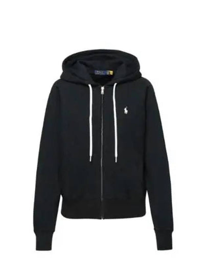 Embroidered Logo Zip Up Hoodie Black - POLO RALPH LAUREN - BALAAN 2