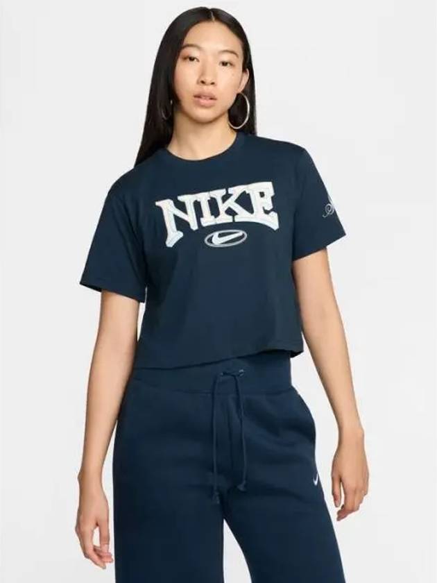 Sportswear Loose Crop Short Sleeve T-Shirt Armory Navy - NIKE - BALAAN 2