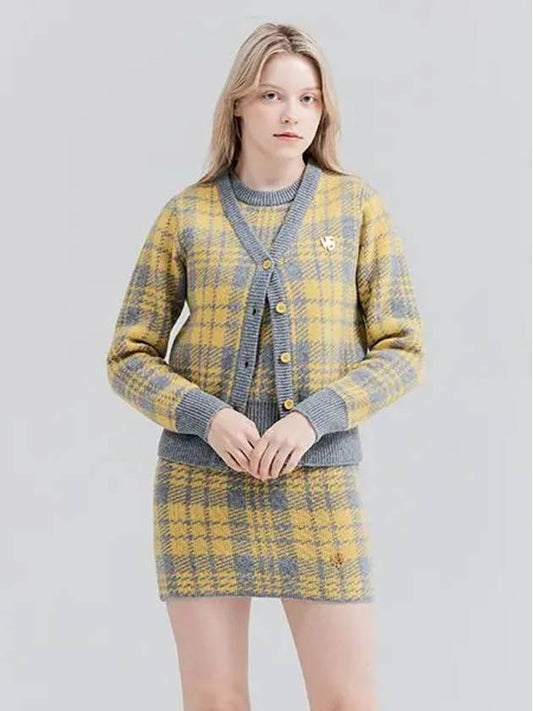 Golf Tartan Check Knit Skirt Yellow - HENRY STUART - BALAAN 1