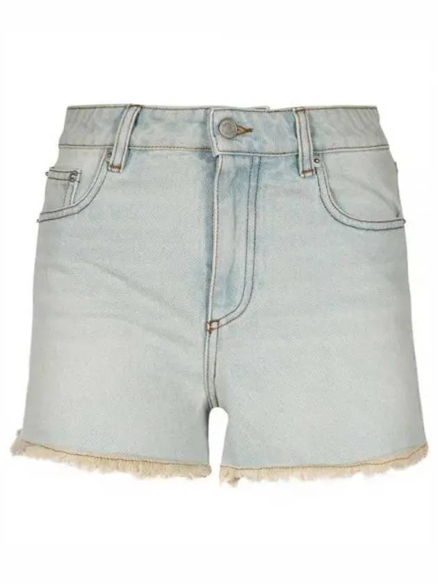 Back Logo Patch Denim Shorts Light Blue - AMI - BALAAN 2