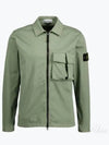 Garment Dyed Stretch Cotton Overshirt Jacket Sage Green - STONE ISLAND - BALAAN 2