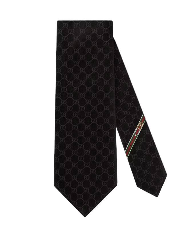 GG Pattern Silk Tie Black - GUCCI - BALAAN 1