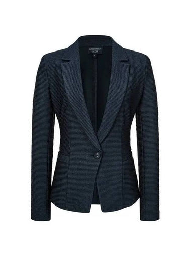 Women s Textured Easy Single Jacket Navy - EMPORIO ARMANI - BALAAN 1