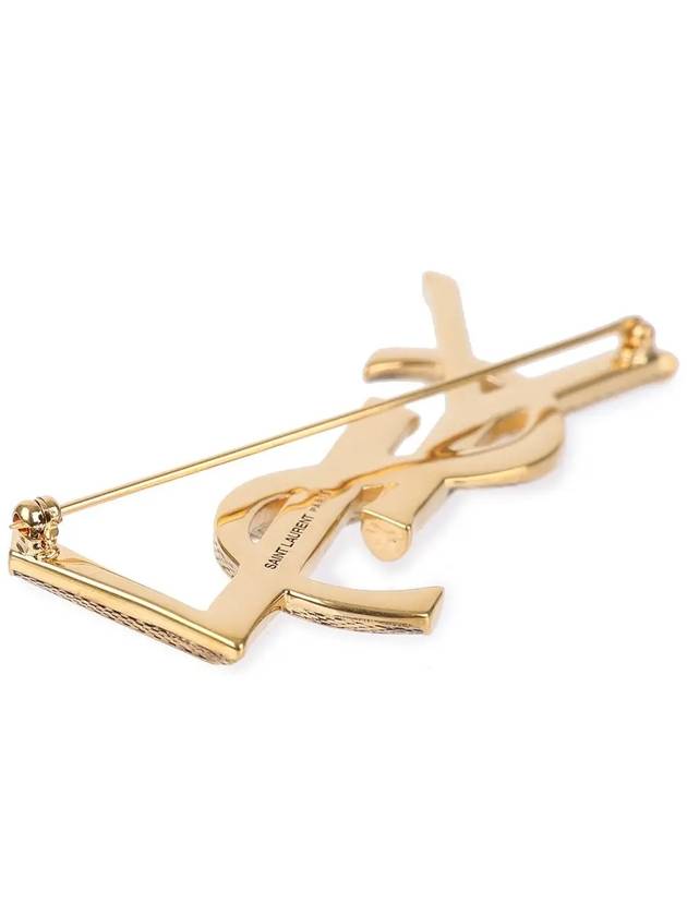 Snake Textured Monogram Brooch Gold - SAINT LAURENT - 6