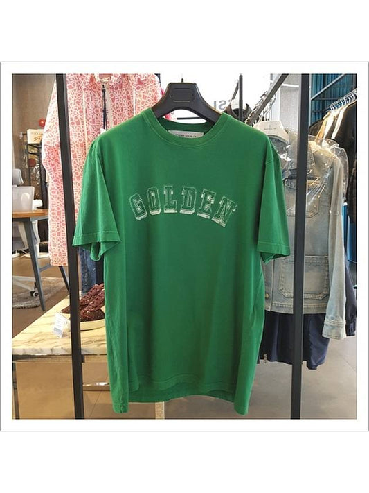 Logo Lettering Print Cotton Short Sleeve Green - GOLDEN GOOSE - BALAAN 2