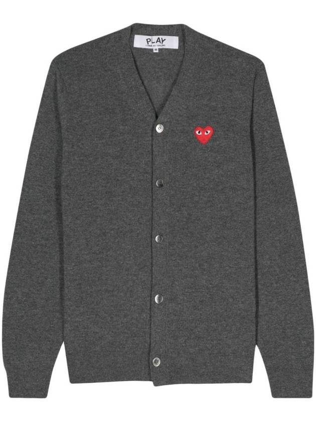 Heart Wappen Wool Cardigan Dark Grey - COMME DES GARCONS PLAY - BALAAN 1