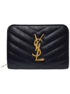 Women s 403723 Monogram Black Leather Compact Zipper Around Half Wallet - SAINT LAURENT - BALAAN 1