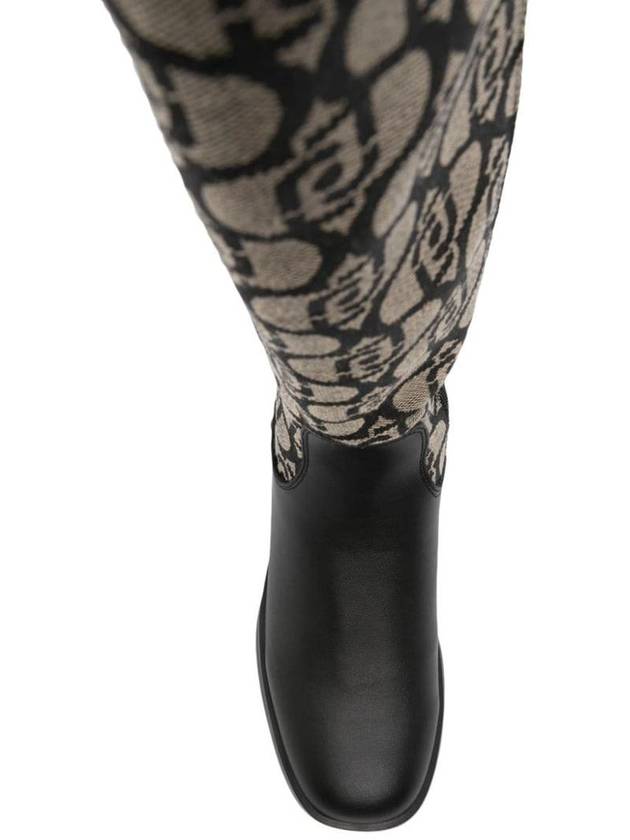 Liu Jo Black And Gray Knee-High Boots With Logo Print - LIU JO - BALAAN 4